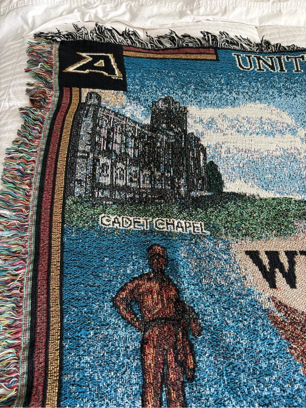 Army Black Knights West Point USMA 2014 Fringe Border Cotton Blanket